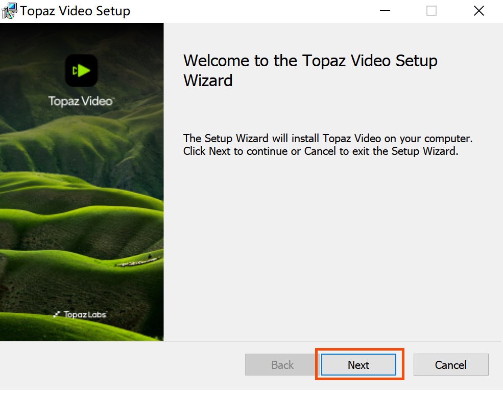 Topaz Videoのインストールを開始