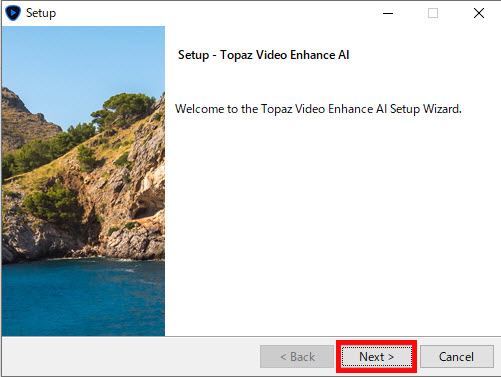 Topaz Video Enhance AIセットアップウィザード