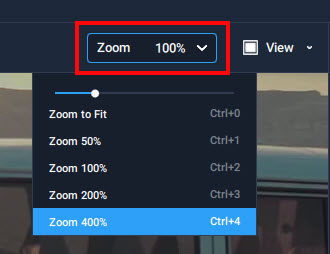 「Zoom」で動画の表示倍率を設定する