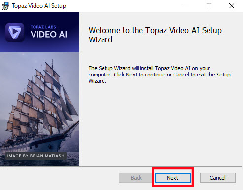 Topaz Video AIのセットアップ画面