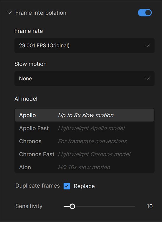 「Frame Interpolation」の設定