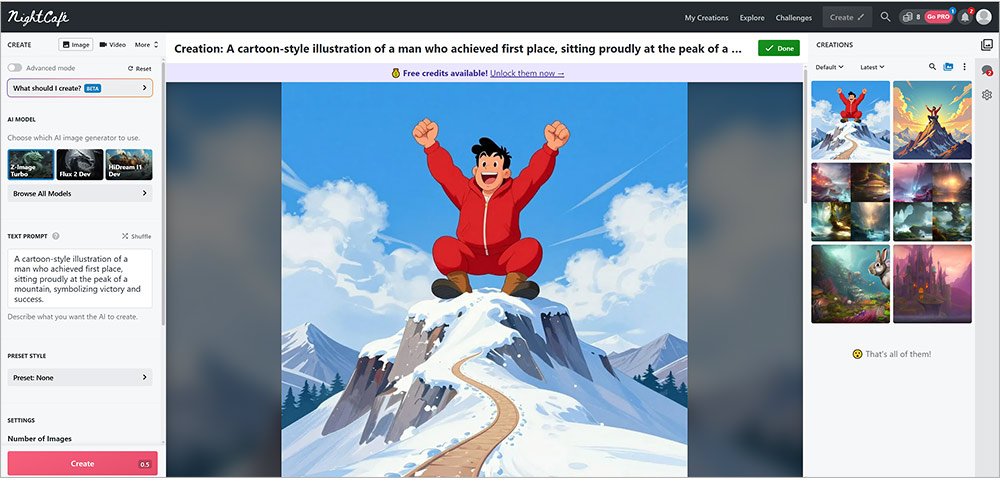 基本的に有料で使えるイラスト・画像生成AIサイト：NightCafe