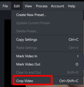 「Crop」アイコンをクリックする