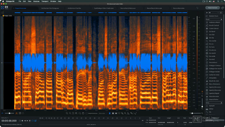 音源ファイルをiZotope RXに読み込む