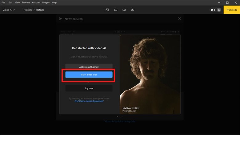 Topaz Video AIの登録画面
