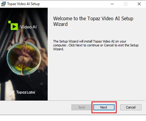 Topaz Video AIのインストールを開始