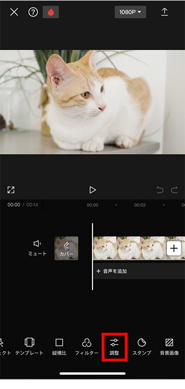 「調整」をタップ