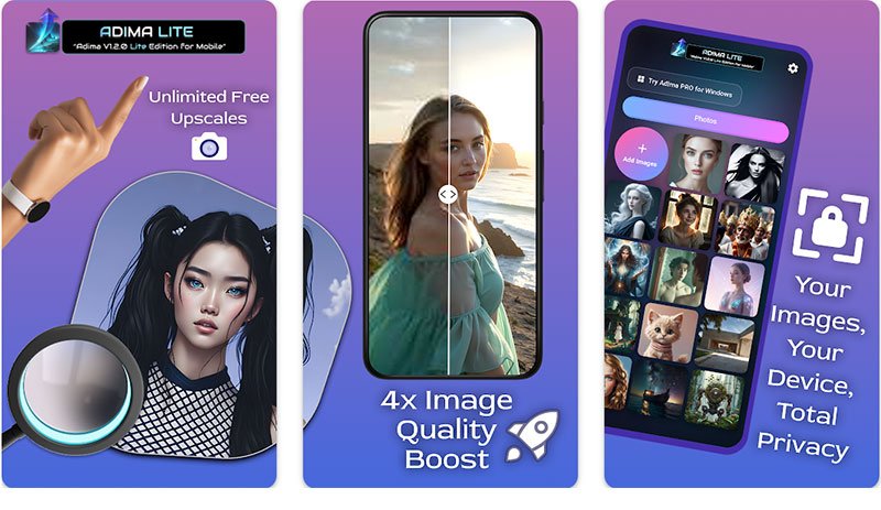 オフラインで使える画像高画質化アプリ:Adima AI Image Upscaler