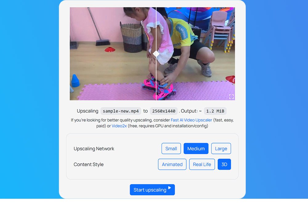 動画アップスケーリングサイト:Free AI Video Upscaler