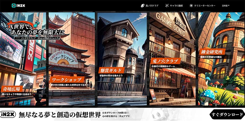 ログイン必要なキャラクターと会話できるサイト:iN2X