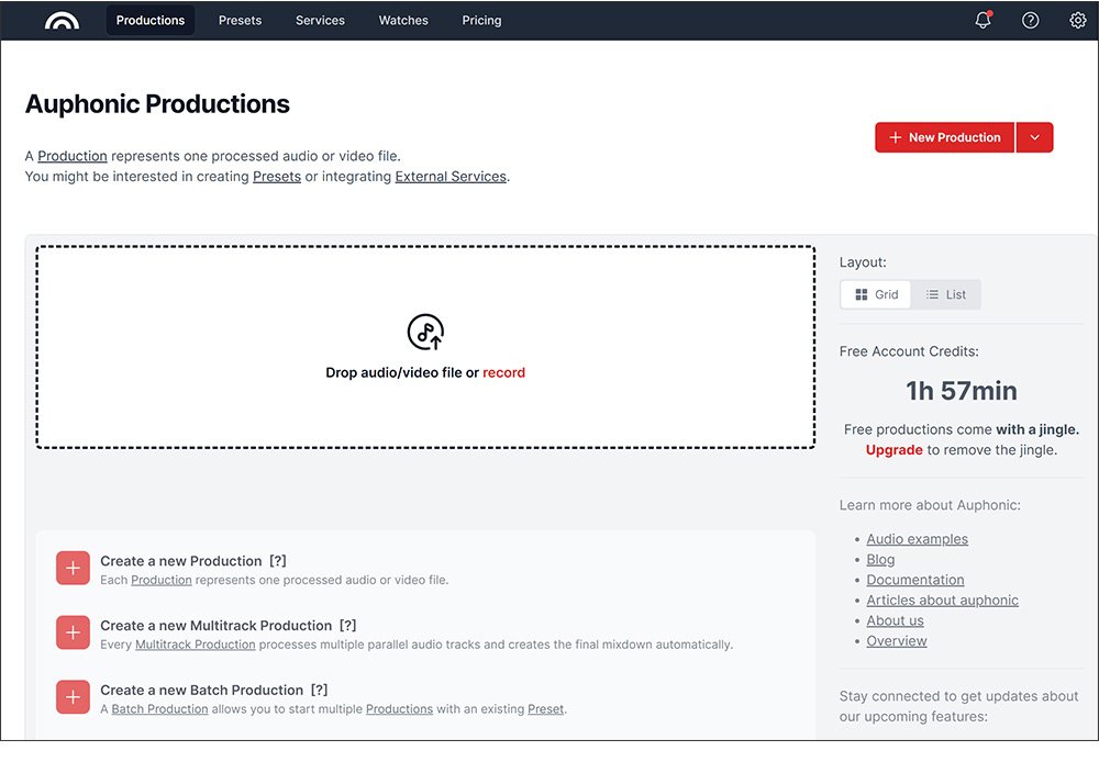 AIで音声をクリアにするサイト:Auphonic
