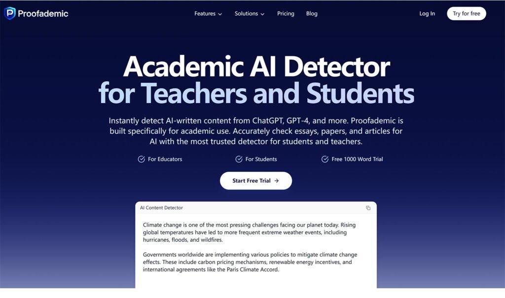 英語文章対応のおすすめAIチェッカー：Proofademic