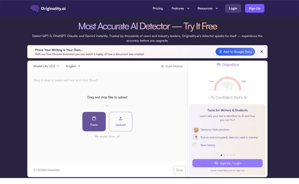 英語文章対応のおすすめAIチェッカー：Originality.AI