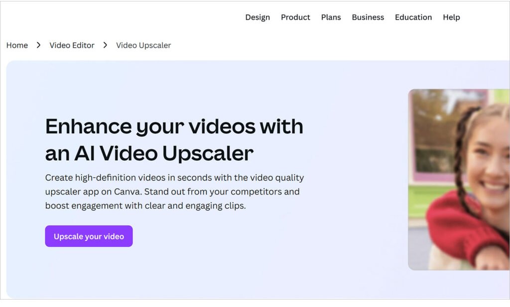 「Upscale your video」をクリック
