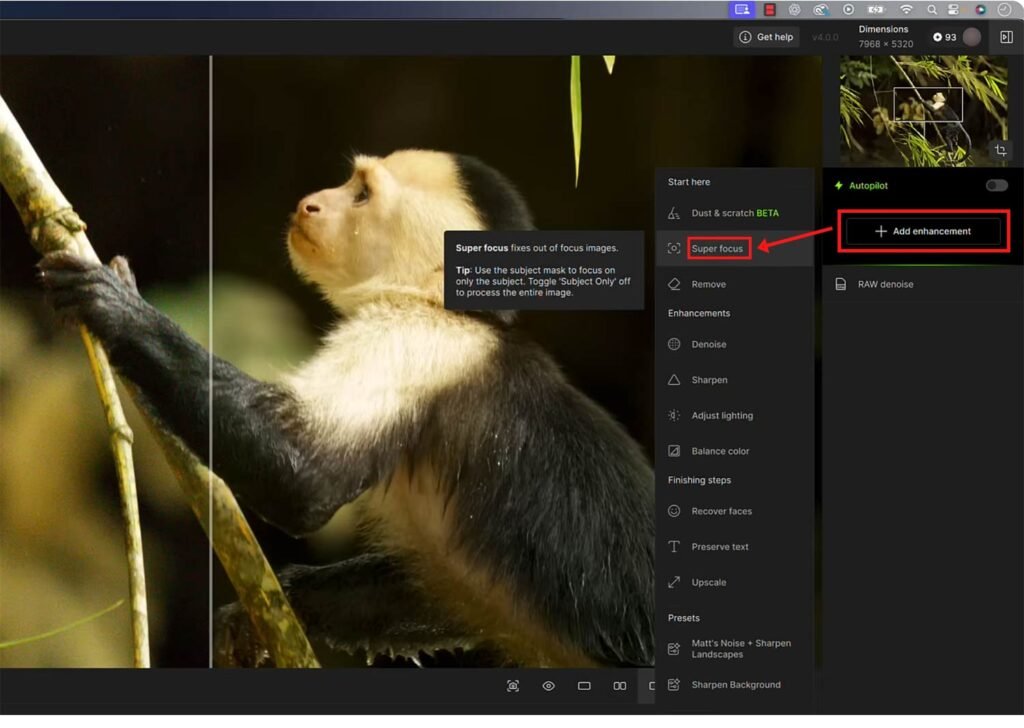 「Super Focus」を選択する