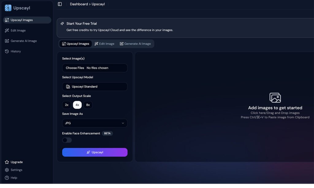 Upscaylオンライン版のスクリーンショット