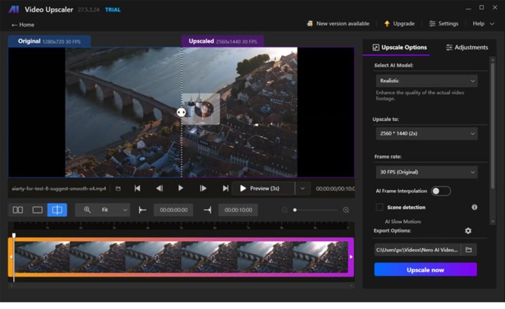 動画高画質化の買い切り型ソフトおすすめ：Nero AI Video Upscaler